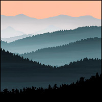 Artificially Created Image Morning Mountain Vista