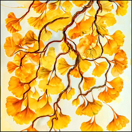Artificially Created Image of Gingko Leaves