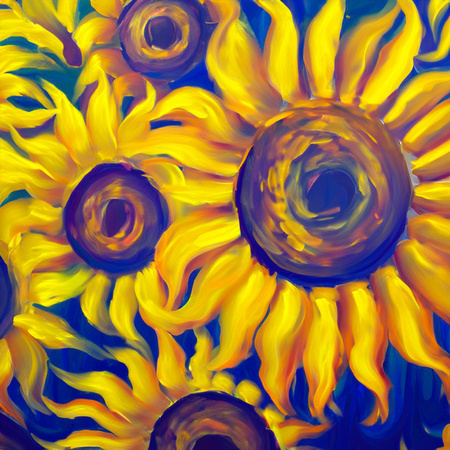 Artificially Created Image of Sunflowers